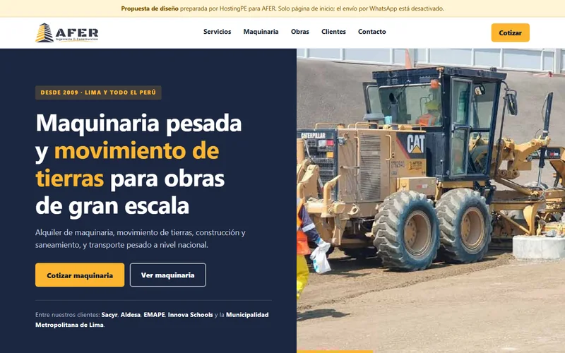 Vista de AFER Ingeniería & Construcción — Demo de propuesta